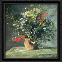 Cvijeće u vazi veliko crno ukrašeno drvo uokvireno platno umjetnost Pierre Auguste Renoir