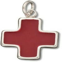 Sterling Silver 20 BO lanac 3D Crveni emajlirani kršćanski privjesak ogrlica