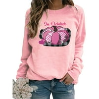 Lolmot Duks za žene Plus veličine Košulje za podizanje raka dojke u oktobru Pink Pumpkin Pulover Tees