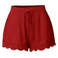 Žena Scaloped Trim Shorts Plus size Široke kratke hlače za noge Boho ljetne kratke hlače na plažu Comfy