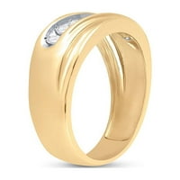 14KT Žuta zlatna mens okrugla Diamond Wedding Band prsten CTTW