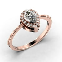 Art Deco 1. Carat Vintage Pear Cut Diamond Moissite Angažman prsten, vjenčani prsten u srebru s 18k