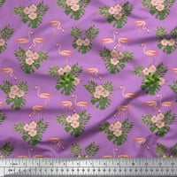 Soimoi pamučna voija tkanina tropskog lišća, cvjetna i flamingo ptica za šivanje tkanine dvorište široko