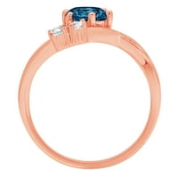 0. CT Sjajan okrugli rez Clear Simulirani dijamant 18K ružičasto zlato Trokratni prsten SZ 7.25