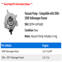 Vakuum pumpa - kompatibilan sa - Volkswagen Passat 2007