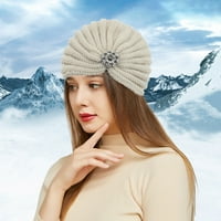 Ženske pletene kape za paljenje prugastim rukama bez buke modne casual kape sa okruglim perlama Beige