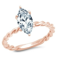 2. CT Sjajno markiza Cleani simulirani dijamant 18k Rose Gold Solitaire prsten SZ 7