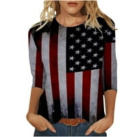 Prinxy Ženske košulje casual tunika vrhova dana neovisnosti Američka zastava tiskani pulover Duksevi