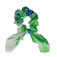 Scrounchie + kratka kravata - zelena, plava + bijela boja