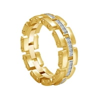 0. Carat okrugli oblik bijeli prirodni dijamantski vjenčani prsten za muškarce u 14K čvrsto žuto zlato