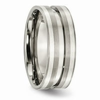 Mia Diamonds TITANIUM Grooved Sterling Silver Inlay Brušeni venčani zaručnički zaručnika Veličina prstena