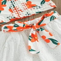 Xingqing Toddler Baby Girl suknja Set cvjetnog ispisa Spaghetti remen Kamisole vrhovi šuplje suknje