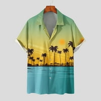 Njoeus ljetne vrhove majice za muškarce Muškarci Ležerne tipke Color Block Hawaii Print sa džepnim isključivanjem