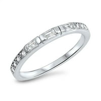 Bijeli kubični cirkonijski prsten. Sterling srebrna vjenčanica nakit ženske muške veličine 5