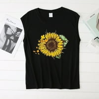 Vrhovi rezervoara za žene okrugli izrez Sunflowr tiskane majice bez rukava Ležerne prilike Comfy Summer