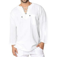 Labakihah Muške majice Muška proljeća ljeto Vintage Casual Posteljina dugih rukava TOP bluza dugih rukava