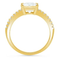 1. CT Princess Cut originalni kultivirani dijamant SI1-si G-H 18K Yellow Gold Obećaj vjenčanja Izjava