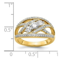 14K žuti zlatni prsten za prsten dijamant, veličina 9