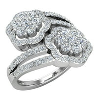 1. CT TW cvjetni klaster obilazni dijamantni prsten 18k bijelo zlato
