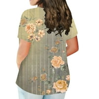 Sksloeg majice za žene Dressy Ležerne prilike Cvjetne tiskane Thirts Plus size Površina kratkih rukava