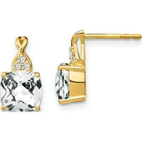 10k žuti zlatni poklopac bijeli Topaz i dijamantne naušnice - JBSP