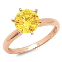 2. CT sjajan okrugli rez CLEAR simulirani dijamant 18k ružičasto zlato pasijans prsten sz 5.25