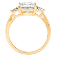 2. CT sjajna princeza simulirani dijamant 14k žuto zlato Trobotan prsten s 3,5 kamenog prstena SZ 3.5