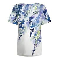 Ženske plus veličina Proljeće Ljeto vrhovi labave fit prevelike majice za žene Cvjetni kratki rukav