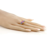 Gem Stone King 18K žuti pozlaćeni srebrni prsten Pink moissanite tanzanite