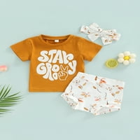 Thefound novorođenčad Dječji djevojke slatka slova odjeće s majicama kratkih rukava + cvjetni tiskani