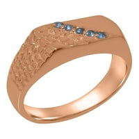 Britanci napravio je 10k Rose Gold Real Pravini Blue Topaz muški prsten - Veličine Opcije - Veličina