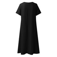 Petort ženske ljetne casual haljine Maxi haljina sa plus veličina dresene sunčeve haljine crne, 2xl