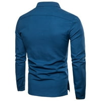 Puawkoer moda Slim Dugi Ležerni rukav fit posteljina Solid COLLAR postolje Muška boja Majica Muška bluza