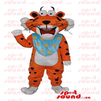 Slatka narančasta tigra plišana maskota sa plavim šalcem za vrat - tigrasti maskote
