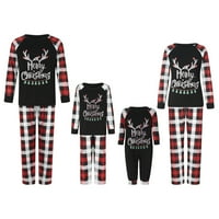 Porodica koja se podudara s božićnim pidžamom Set Retterdeer Antlerplaid Print Holiday Pajamas Spavaće
