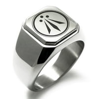 Nehrđajući čelik Celtic Awen Arwen Tri zraka ugravirani kvadratni ravni top Biker stil polirani prsten