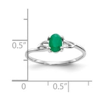 14k bijeli zlatni prsten sa kamenjem može smaragd ovalna zelena, veličine 7