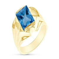 Simulirani rodni kamen muški prsten plavi topaz u 14K žutog pozlaćenog srebra. Veličina prstena 13