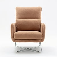 Moderna baršunastog akcenta - Velvet Fotelja sa lumbalnim jastukom i prekrižnim metalnim nogama, stolica