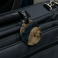 Labrador Retriver štenad Spavanje leglo okrugle kožne prtljage kofer kofer za nošenje ID-a