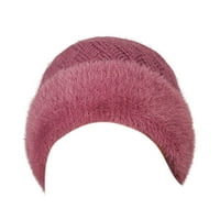 Kripyery pleteni šešir Fau Rabbit krzno ručno rastezljivo rastezanje, drži topla vunenu pređu jesenju