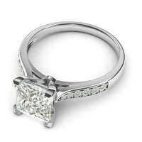 Sterling Silver Solitaire 1.5CT simulirani princezoni rez dijamantski zaručnički prsten sa bočnim kamenjem