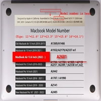 Kaishek za slučaj Macbook Air S. Objavljen model A2681, plastična futrola tvrdog školjka + crna poklopac