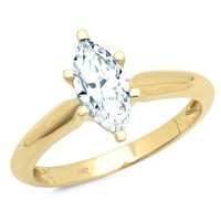 1. CT sjajan Marquise Clear Simulirani dijamant 18kyllow Gold Solitaire prsten SZ 5.25