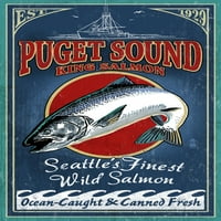 FL OZ Keramička krigla, Seattle, Washington, Vintage znak King Salmon, Perilica posuđa i mikrovalna