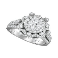 Dijamantna princeza 14kt Bijeli zlatni okrugli dijamantni klaster mladenka za vjenčani prsten za vjenčanje
