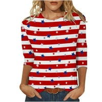 Clearence za odjeću Slatki vrhovi za žene Trendy rukave tuničke majice Vintage American zastava Tip