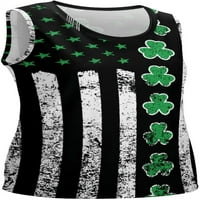 Retro irska američka zastava St. Patrickov dan Shamrock djetencija za ženski tenk mišića vrhunskog rukava