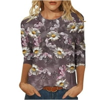Ženski rukav Tunik vrhovi Ljeto Fall CrewNeck modni mramorni print Ležerne majice Comfy Trendi labavi