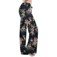Farstey široke pantalone za noge za žene Torggy cvjetni ispis elastične hlače visoke struke sa džepovima